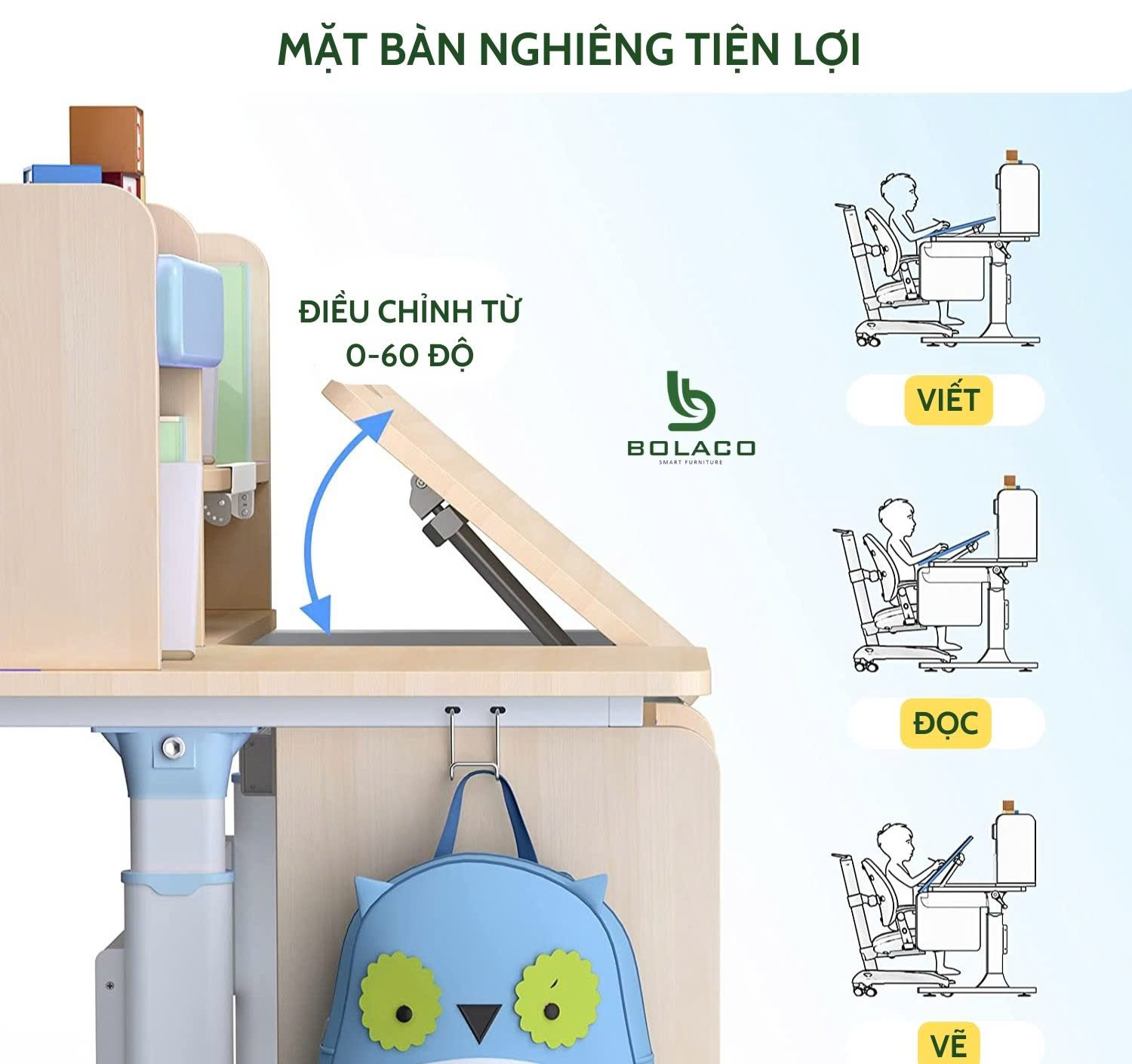 góc nghiêng mặt bàn