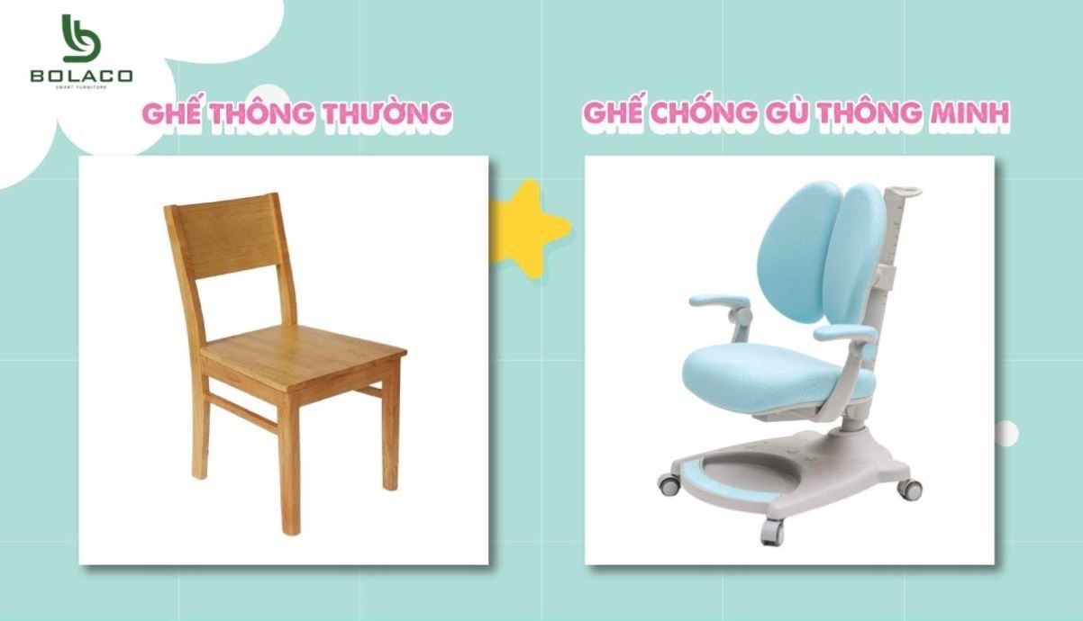 So sánh sự khác biệt giữa ghế chống gù cho bé và ghế học thông thường